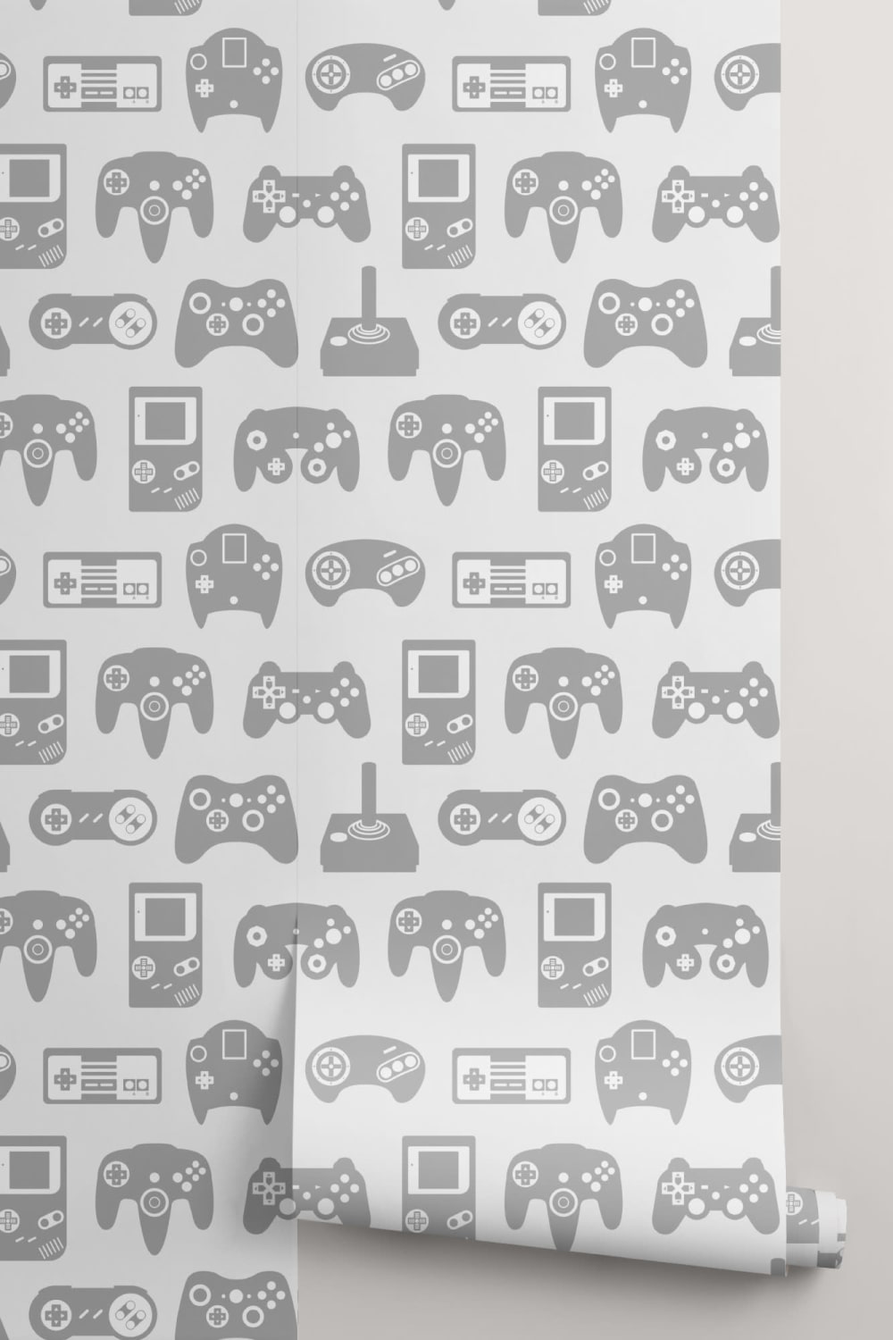 Lichtgrijs Retro Spel Behang Muurschildering