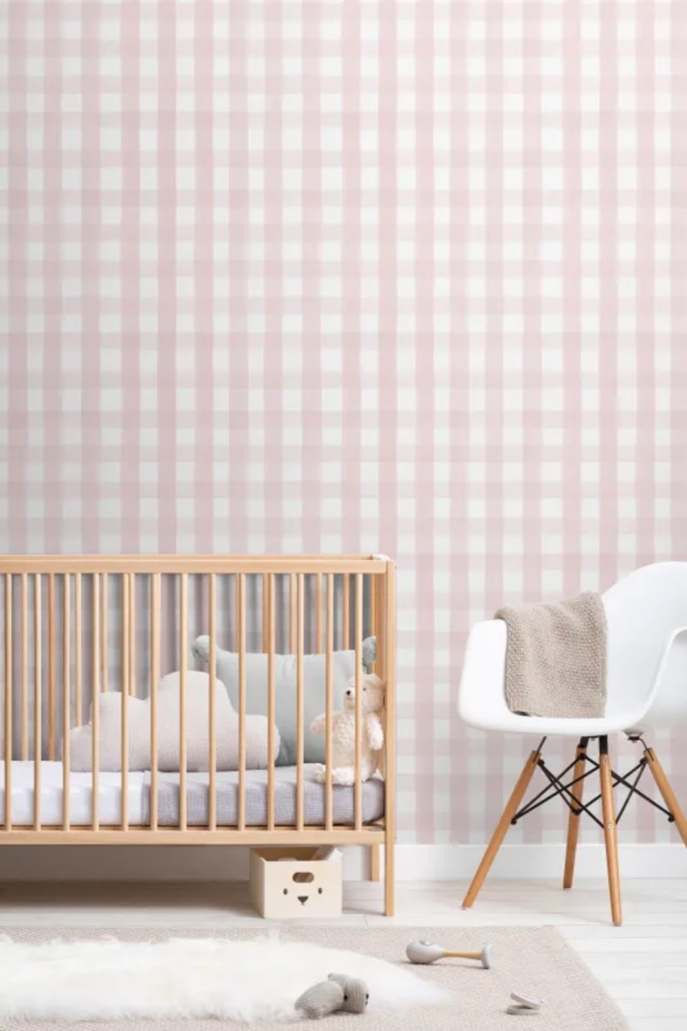 Vaaleanpunainen Gingham tapetti