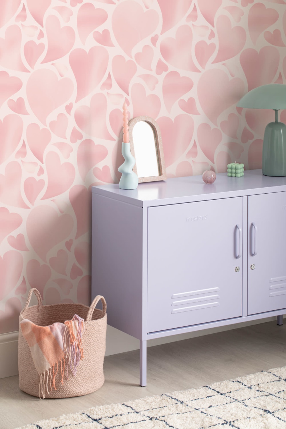 Pink Psychedelic Heart Print Wallpaper