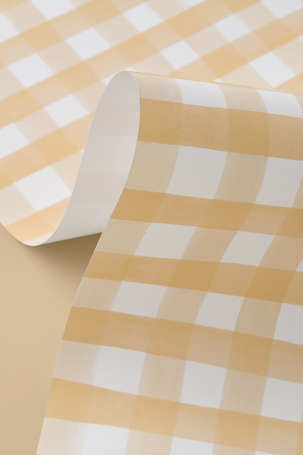 Gelbe Aquarell Gingham Tapete
