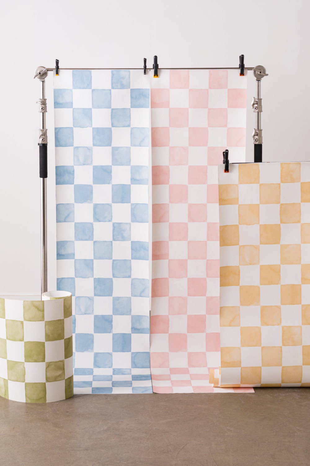 Yellow Watercolor Checkered Tile Mural