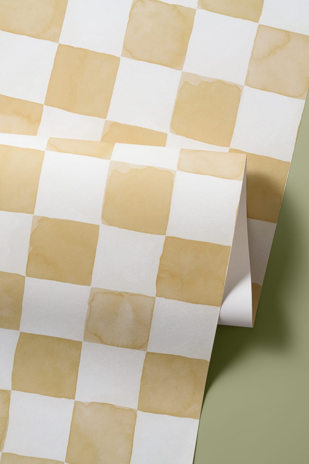 Yellow Watercolor Checkered Tile Mural