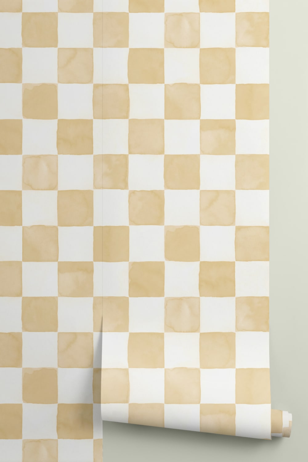 Yellow Watercolor Checkered Tile Mural