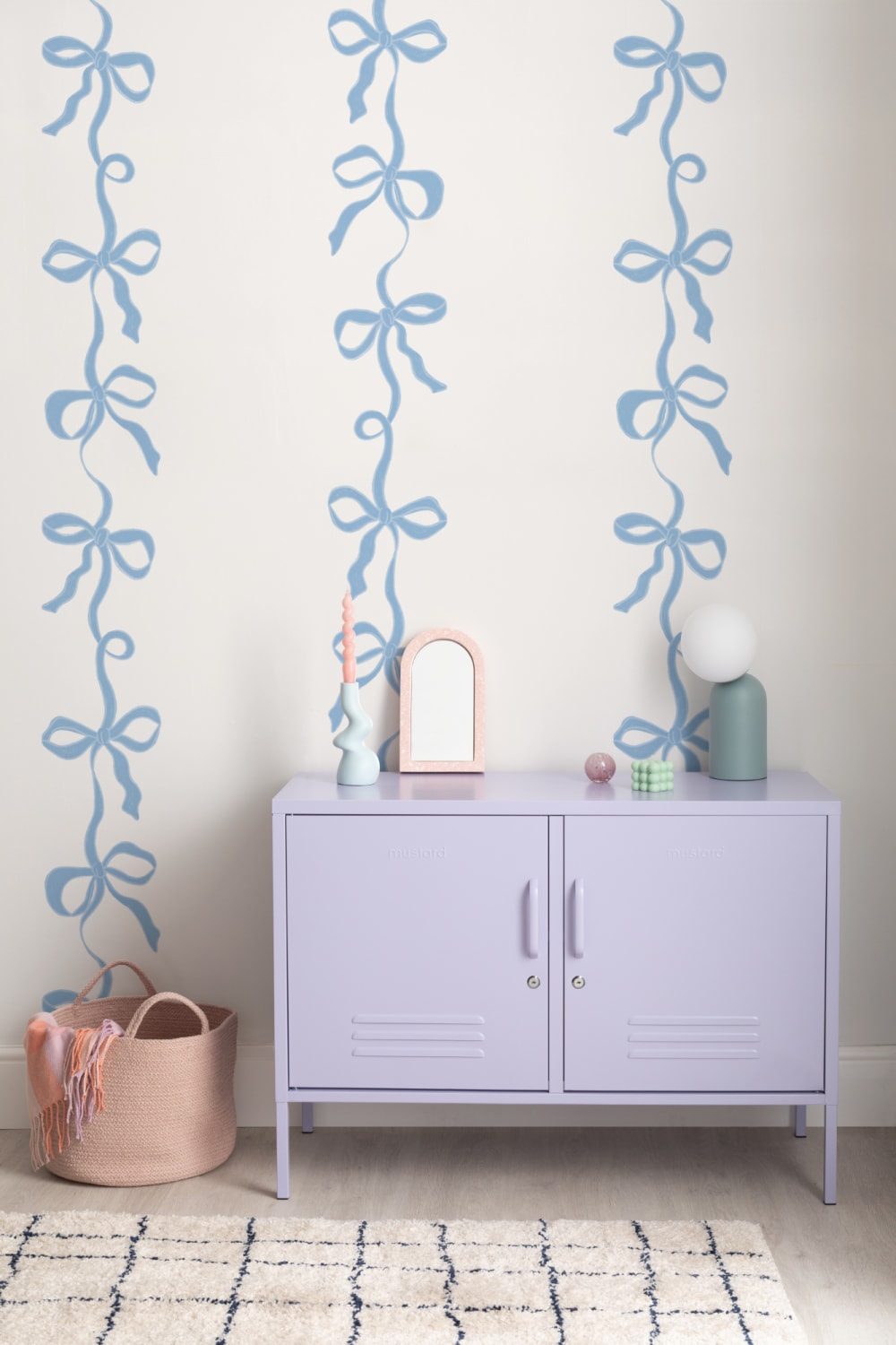 Blauw lint Strepen muurschildering