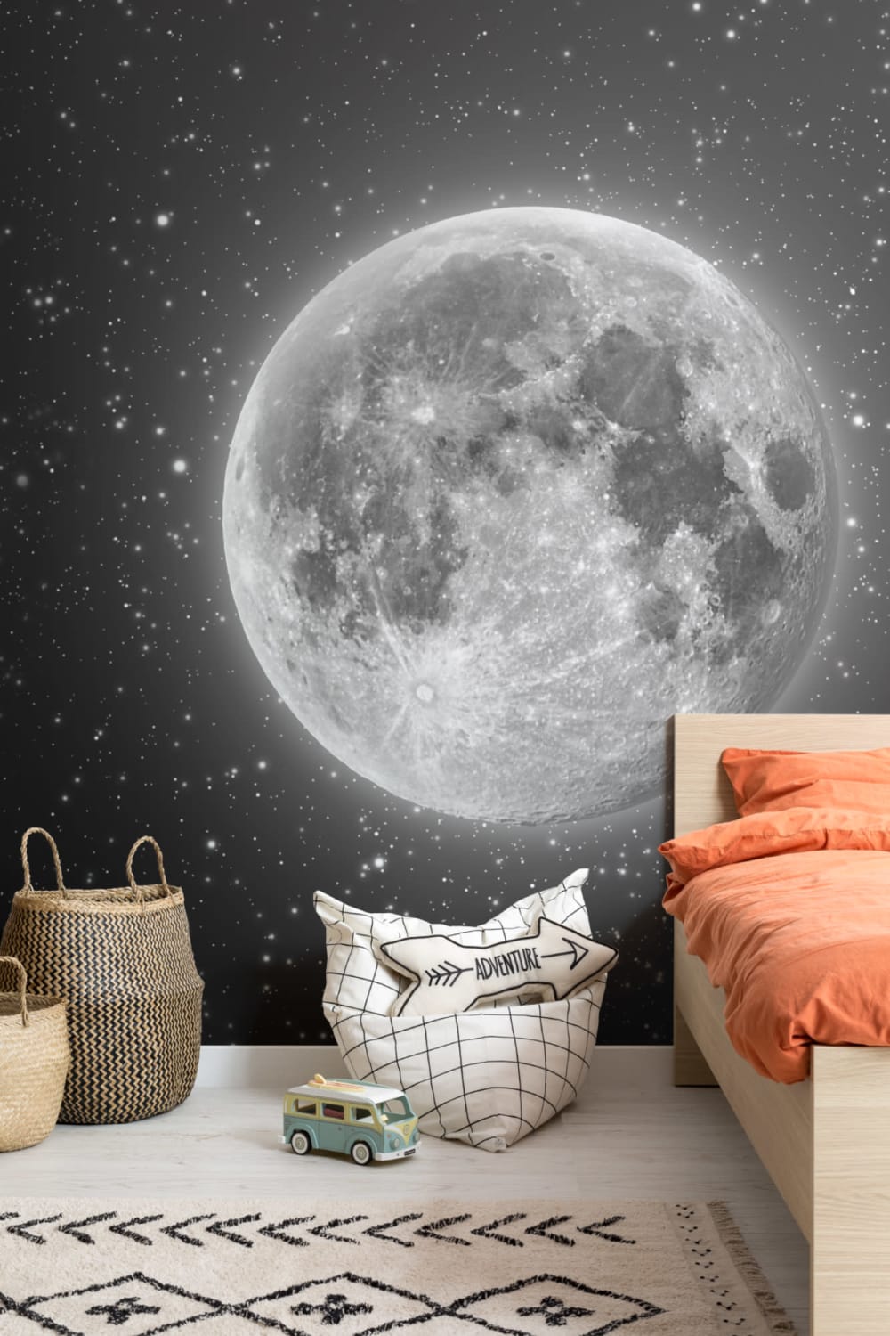 Mural de papel de parede Lua e Estrelas