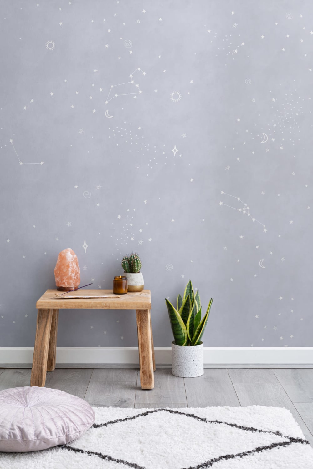 Lilac & White Zodiac Constellation Wallpaper Mural
