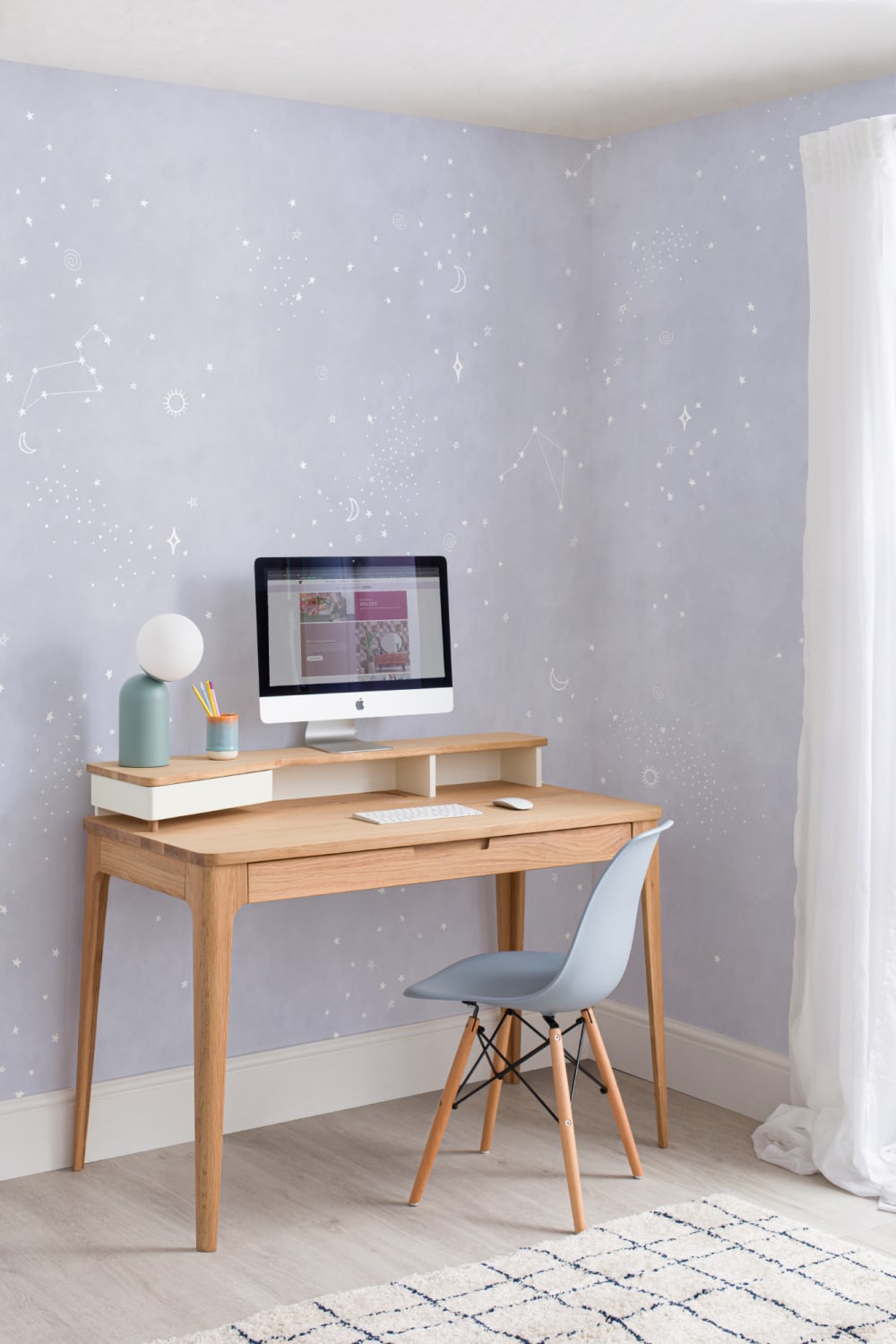 Lilac & White Zodiac Constellation Wallpaper Mural