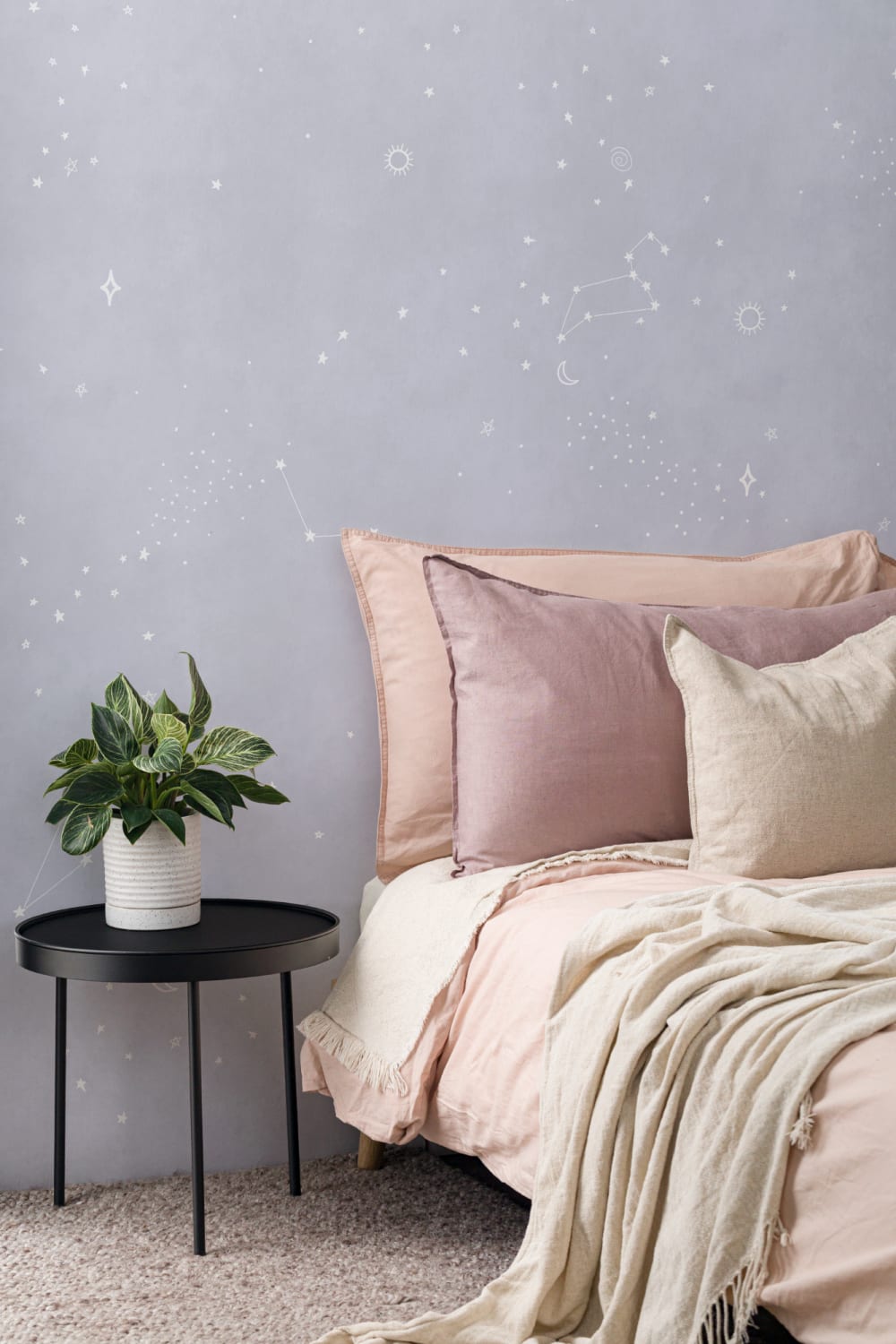 Lilac & White Zodiac Constellation Wallpaper Mural