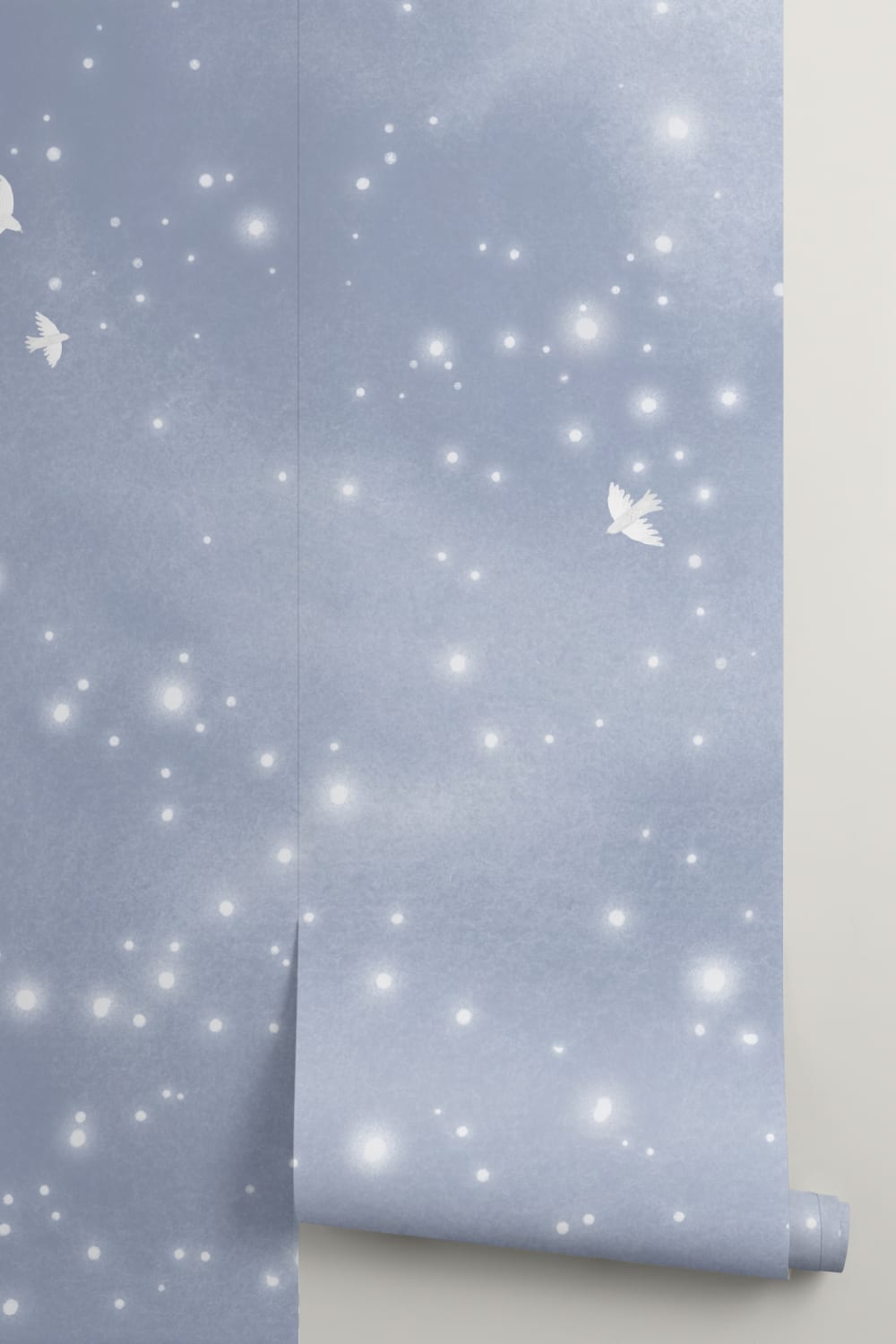 Albastru Acuarelă galaxie și porumbei murale