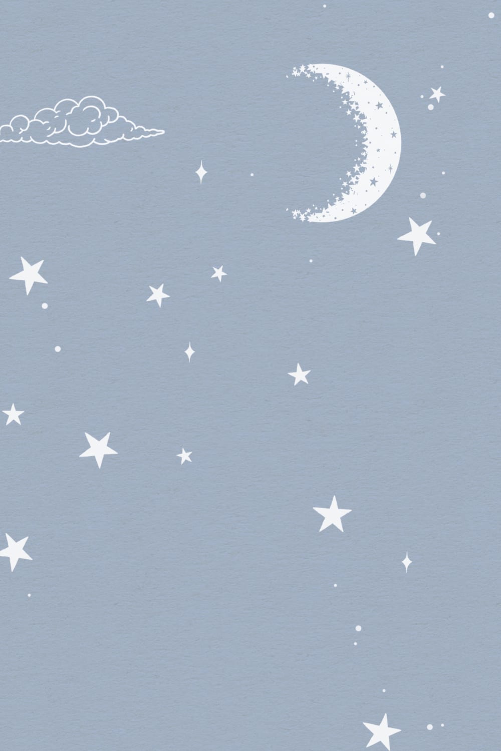 Papier peint panoramique lune et étoiles bleu et blanc