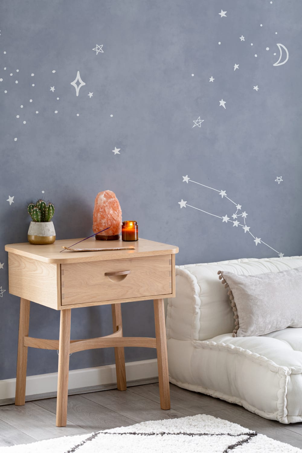 Navy & White Zodiac Constellation Mural