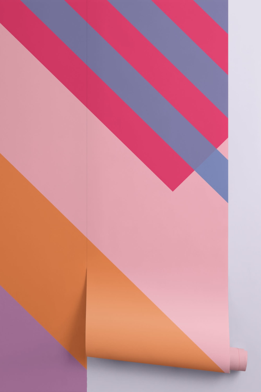 Pink & Orange Bold Geometric Stripes Wallpaper Mural