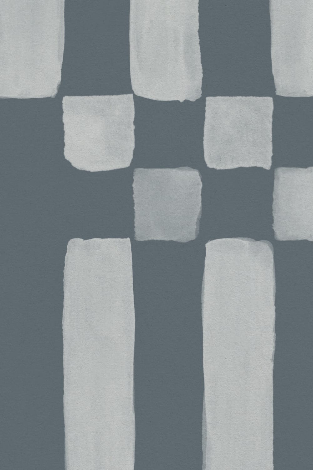 Hand Painted Block Geometric Mural in Muted Blue