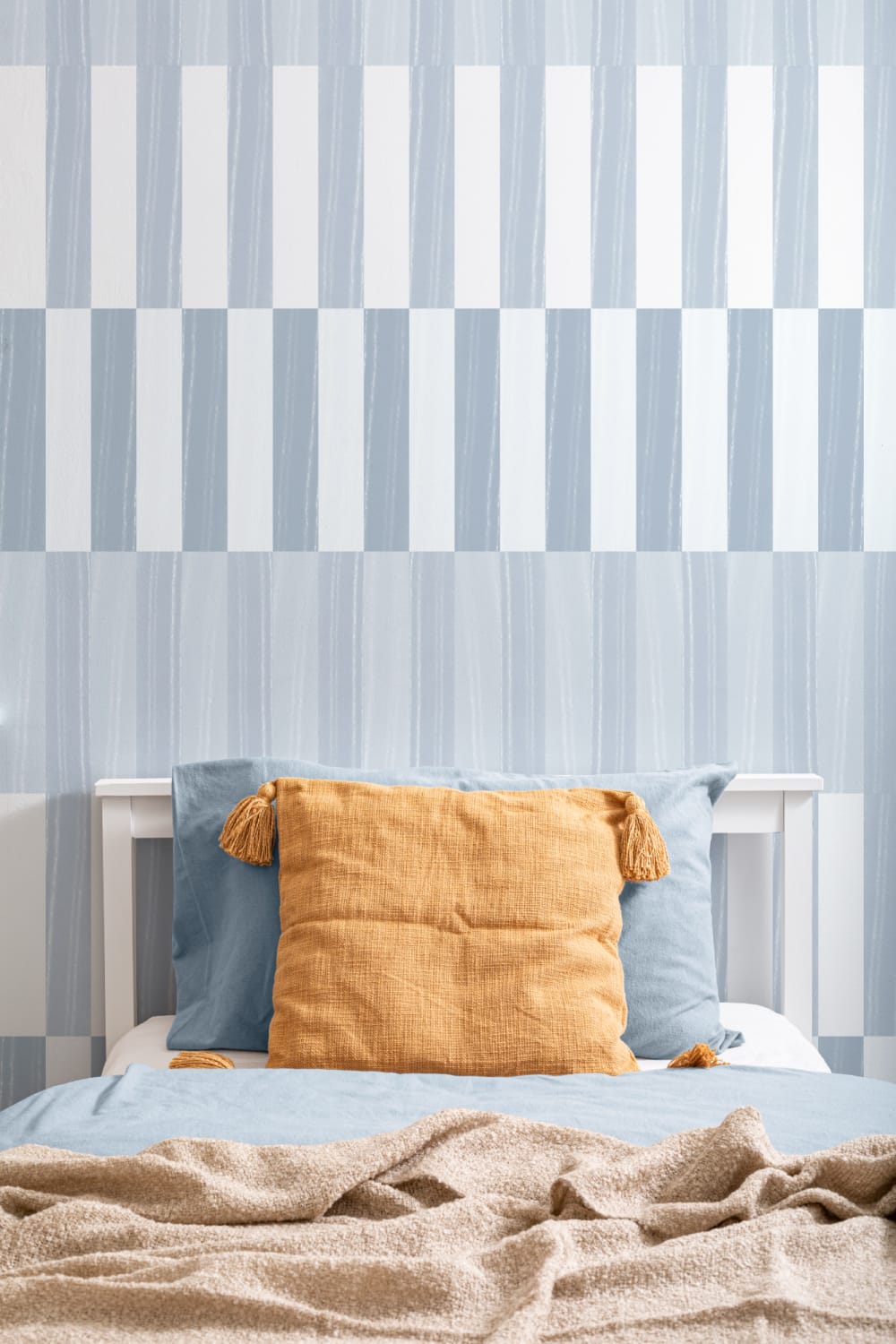 Albastru Color Block Vertical Stripe Wallpaper Mural