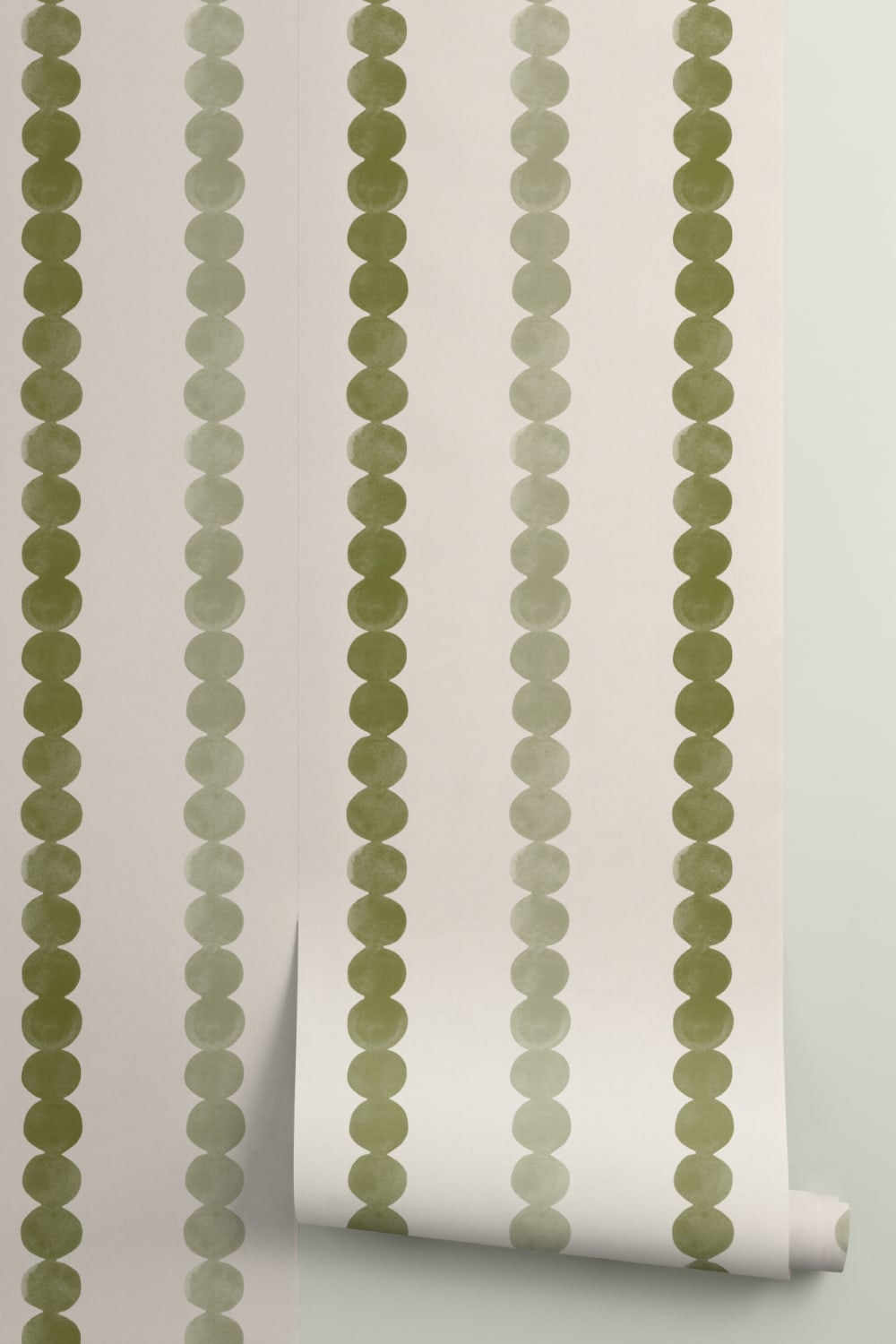 Mural de papel pintado con motivo de rayas retro verdes