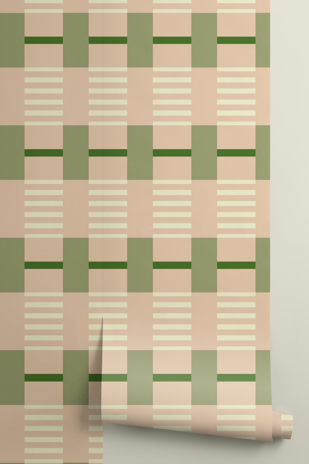 Pink And Green Checkered Pattern Contemporary Mural