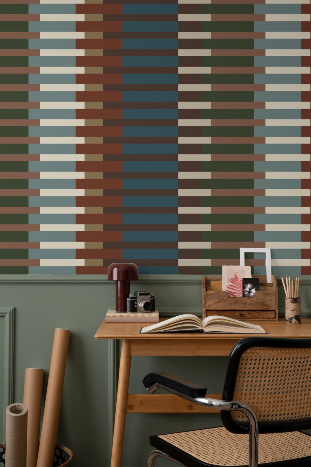 Multicolor Striped Retro Mid-Century Modern Mural