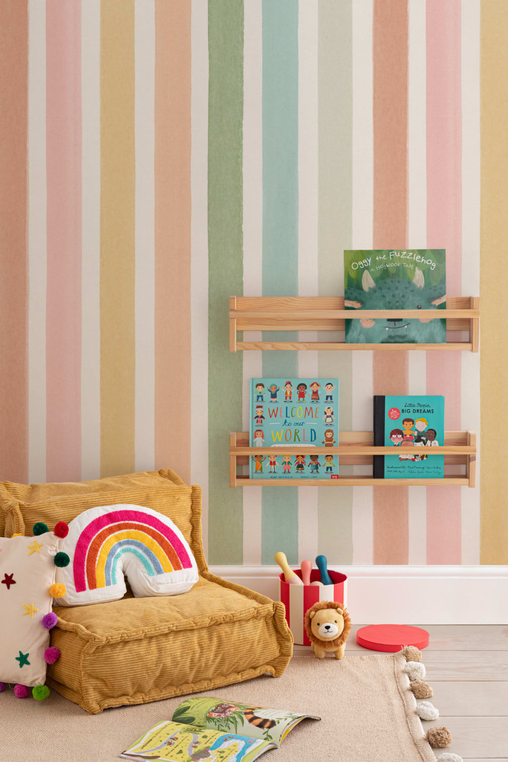 Multicolor Pastel Striped Kids' Pattern Wallpaper Mural