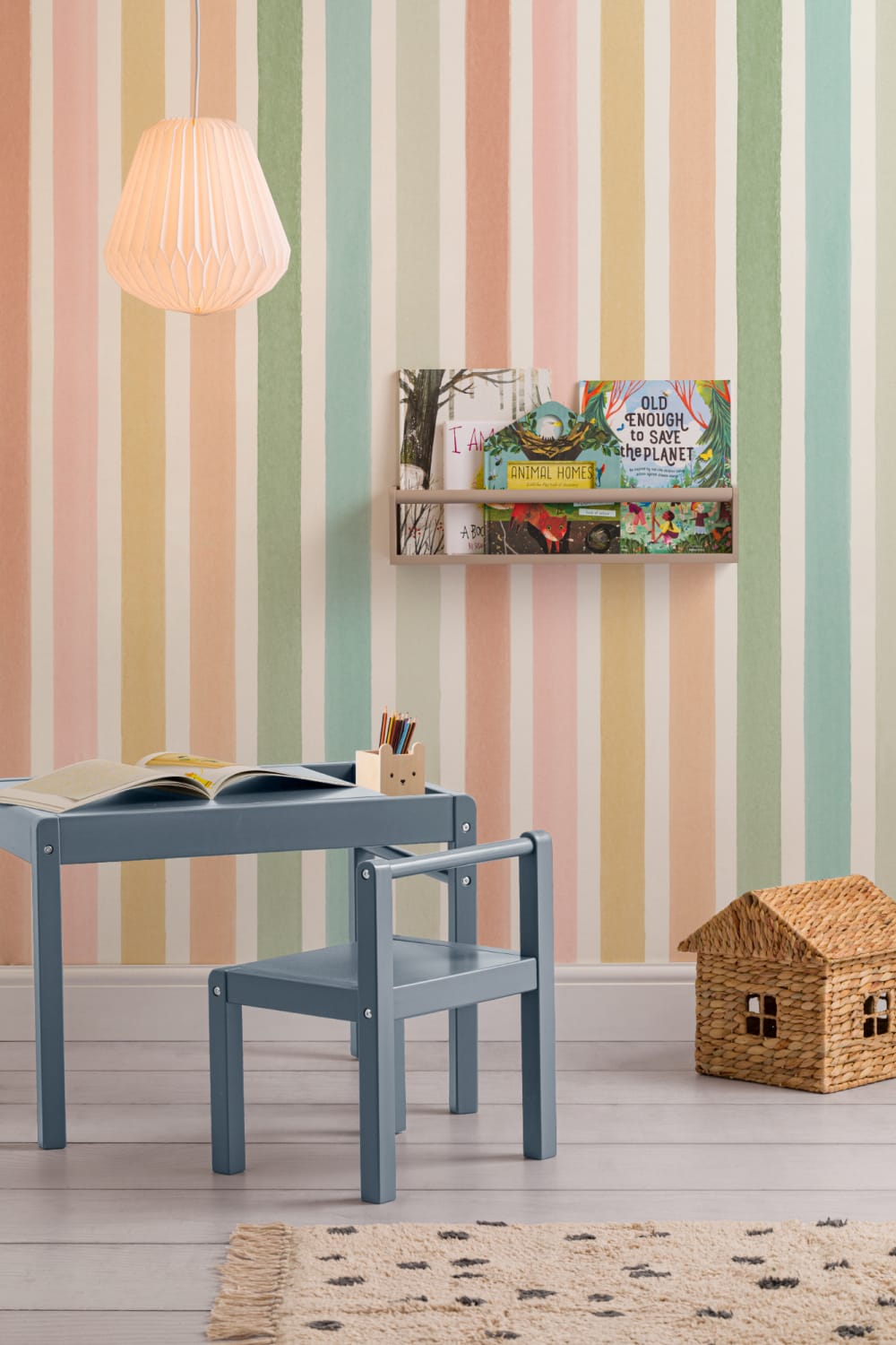 Multicolor Pastel Striped Kids' Pattern Wallpaper Mural