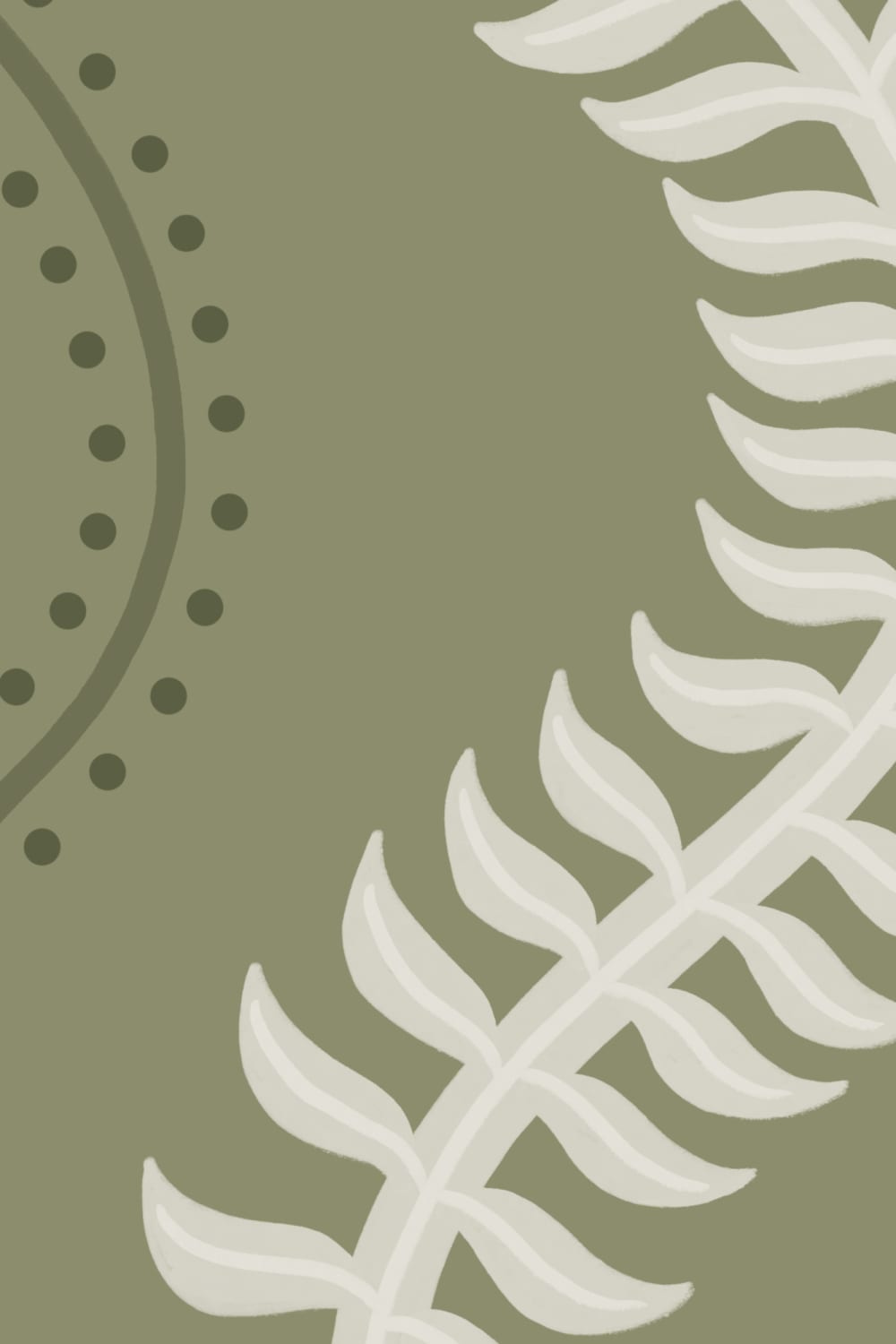 Green Fern Pattern Wall Mural With Wavy Design