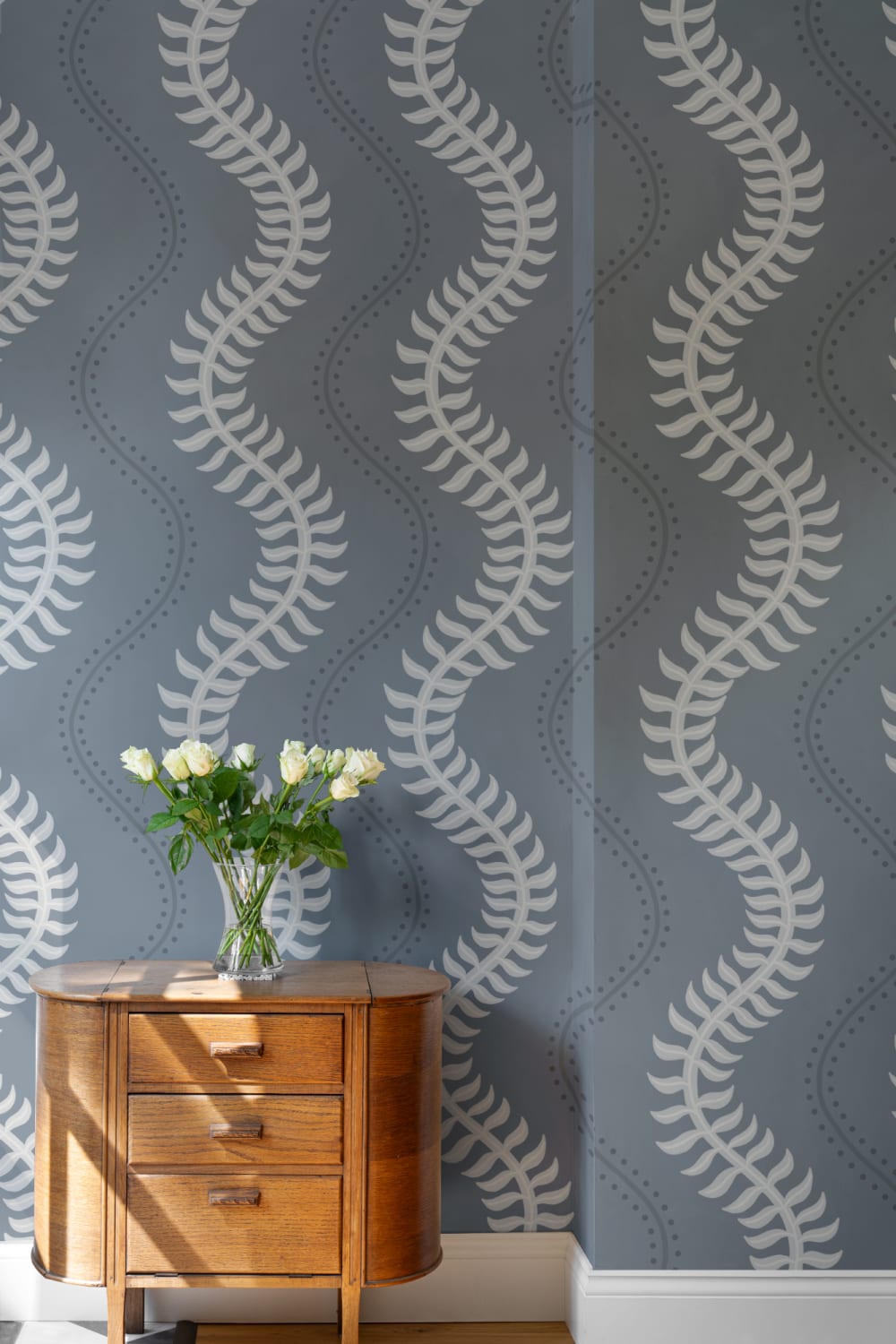 Blue Wavy Striped Pattern Wall Mural for Tranquil Vibes