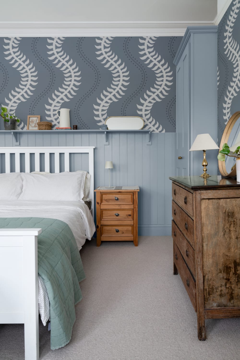 Blue Wavy Striped Pattern Wall Mural for Tranquil Vibes