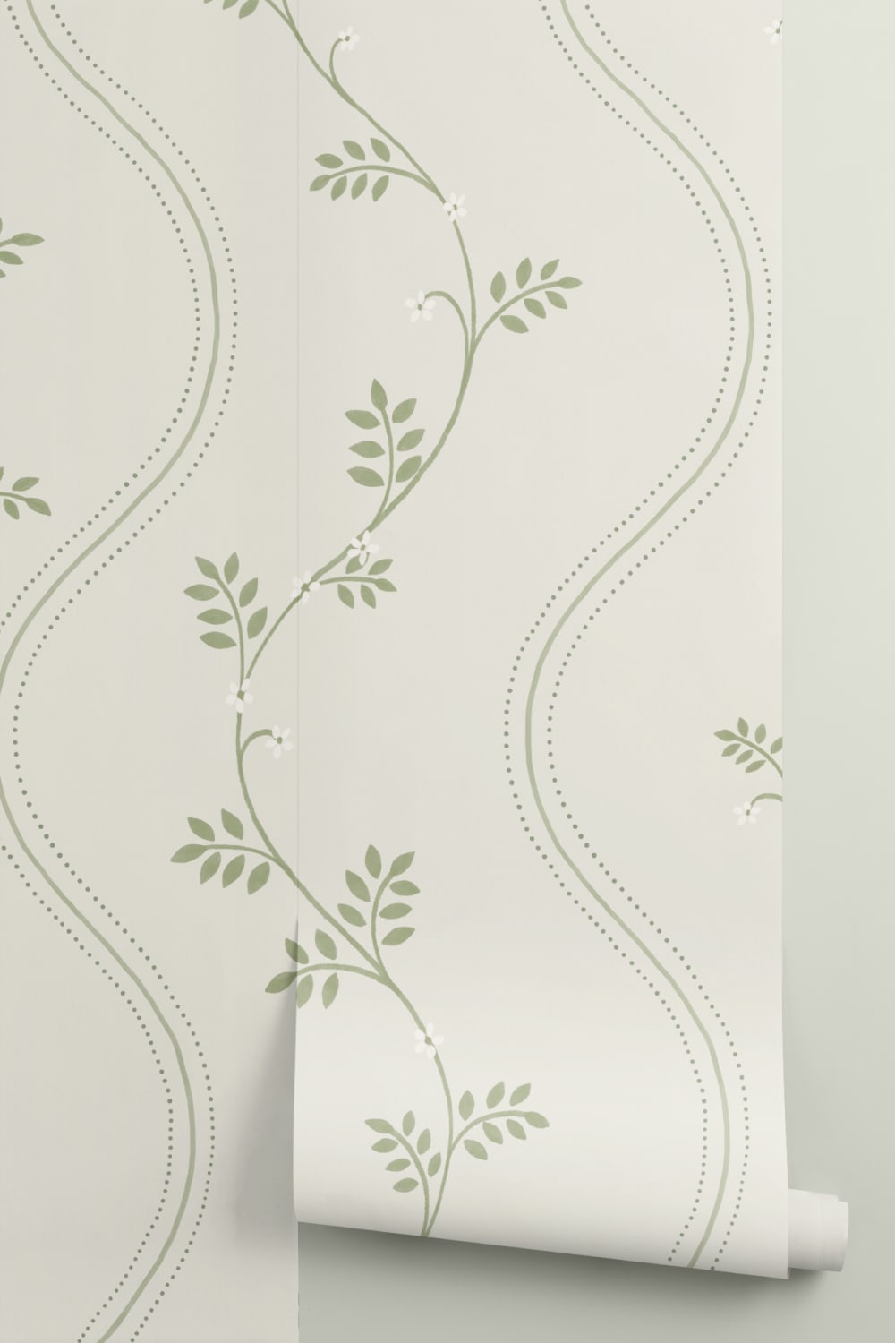Green Botanical Striped Vintage Style Wallpaper Mural
