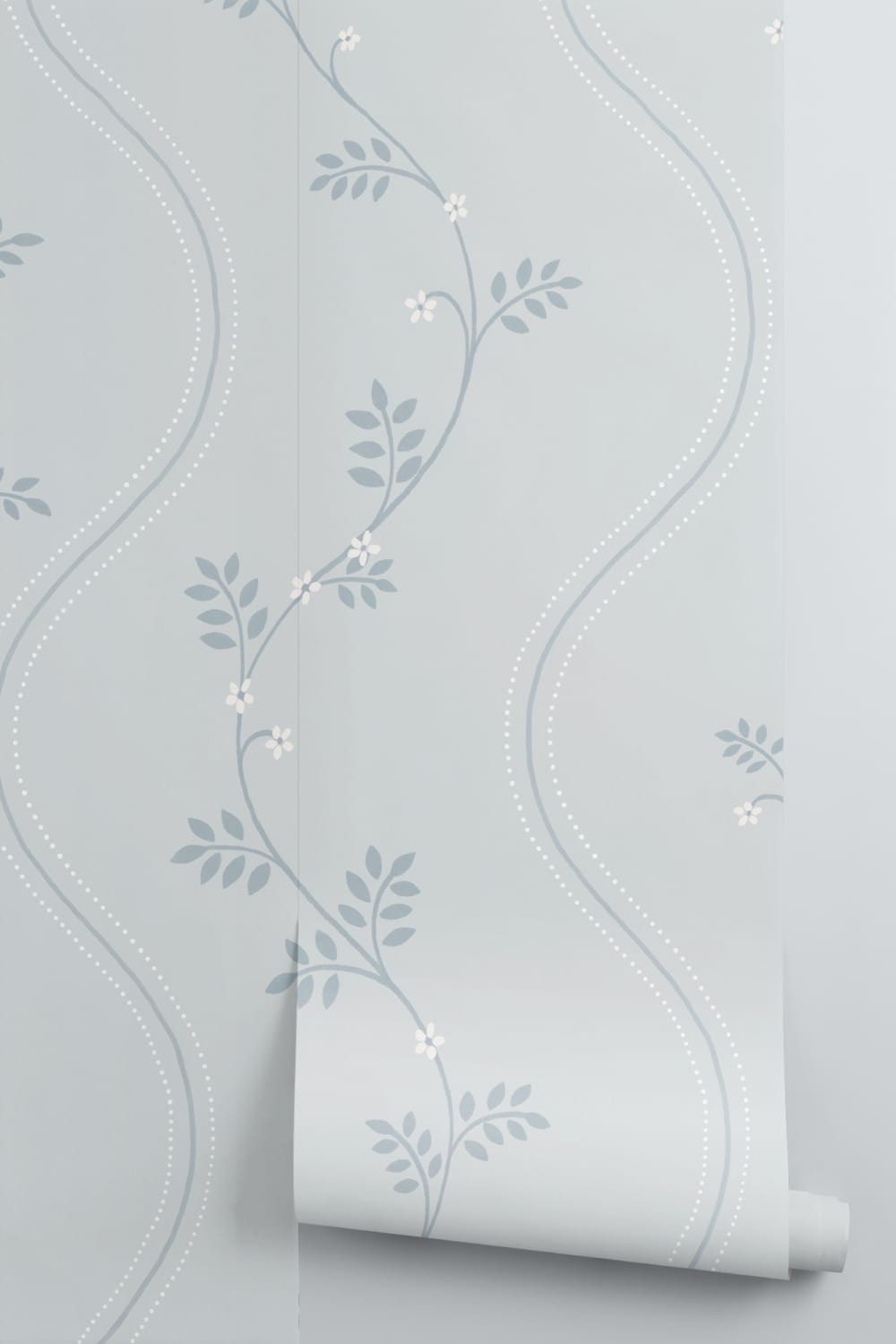 Blue Vintage Floral Pattern Wallpaper Mural
