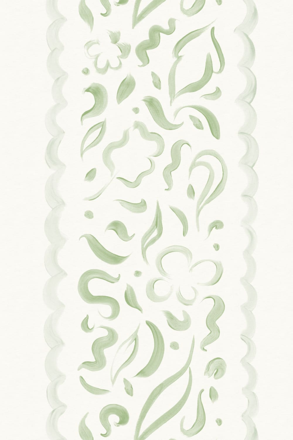 Green Abstract Leaves Striped Mural