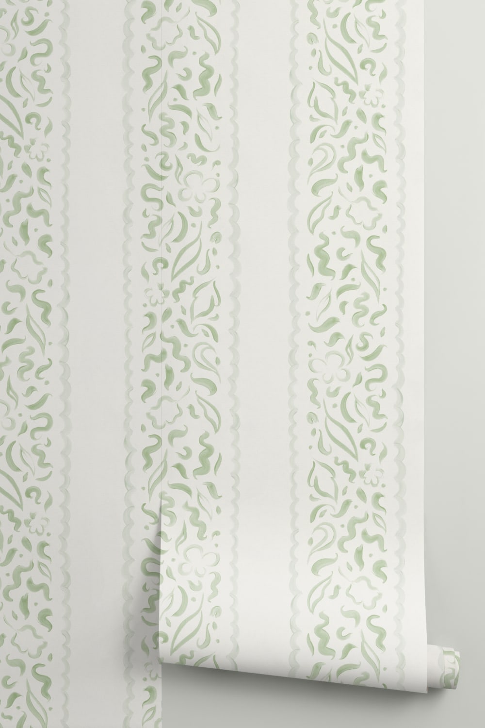 Green Abstract Leaves Striped Mural
