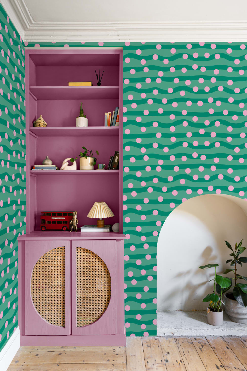 Elizabeth Olwen Polka Pop Dark Green Mural