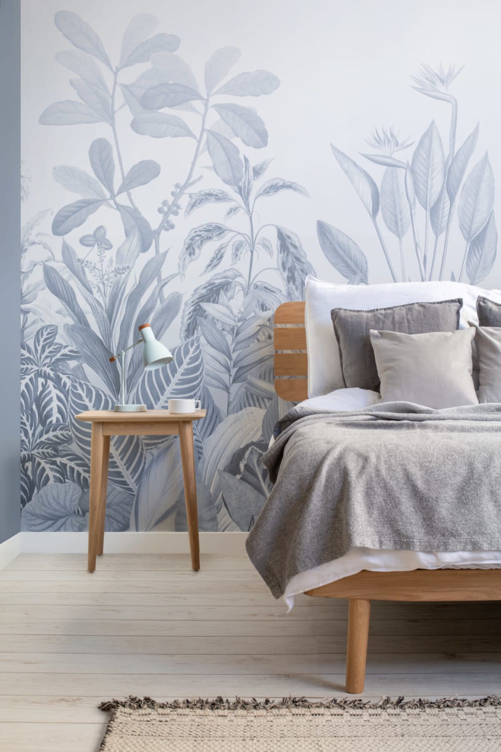 Blue Ombre Tropical Jungle Landscape Wallpaper Mural