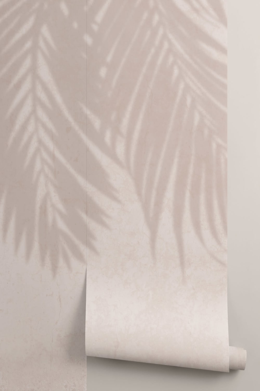 Neutral Palm Leaf Shadow Concrete Effect Wallpaper Mural