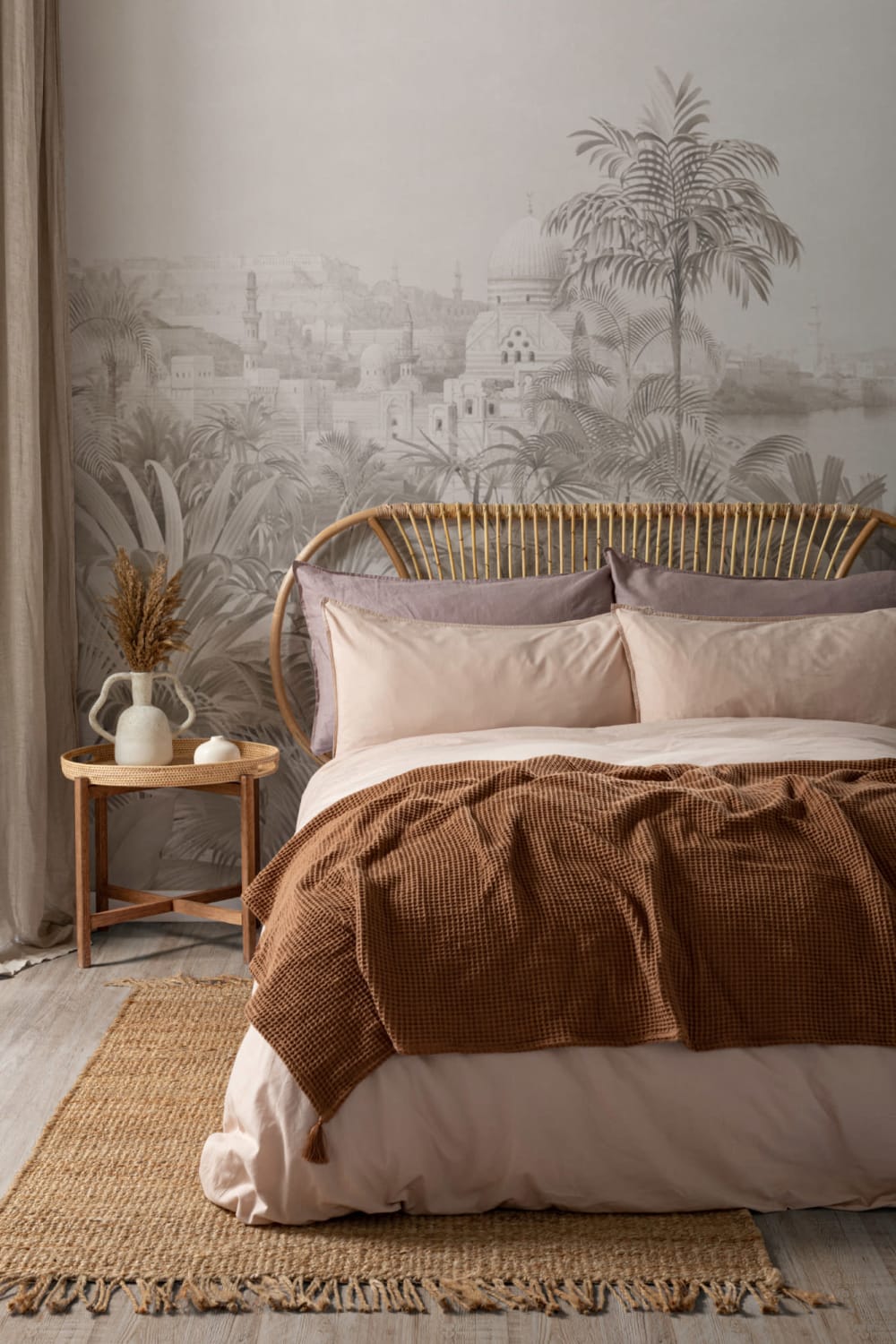 Greige Vintage Jungle Wallpaper Mural