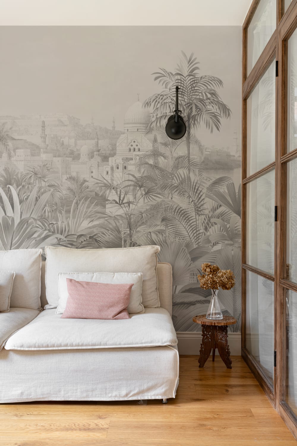 Greige Vintage Jungle Wallpaper Mural