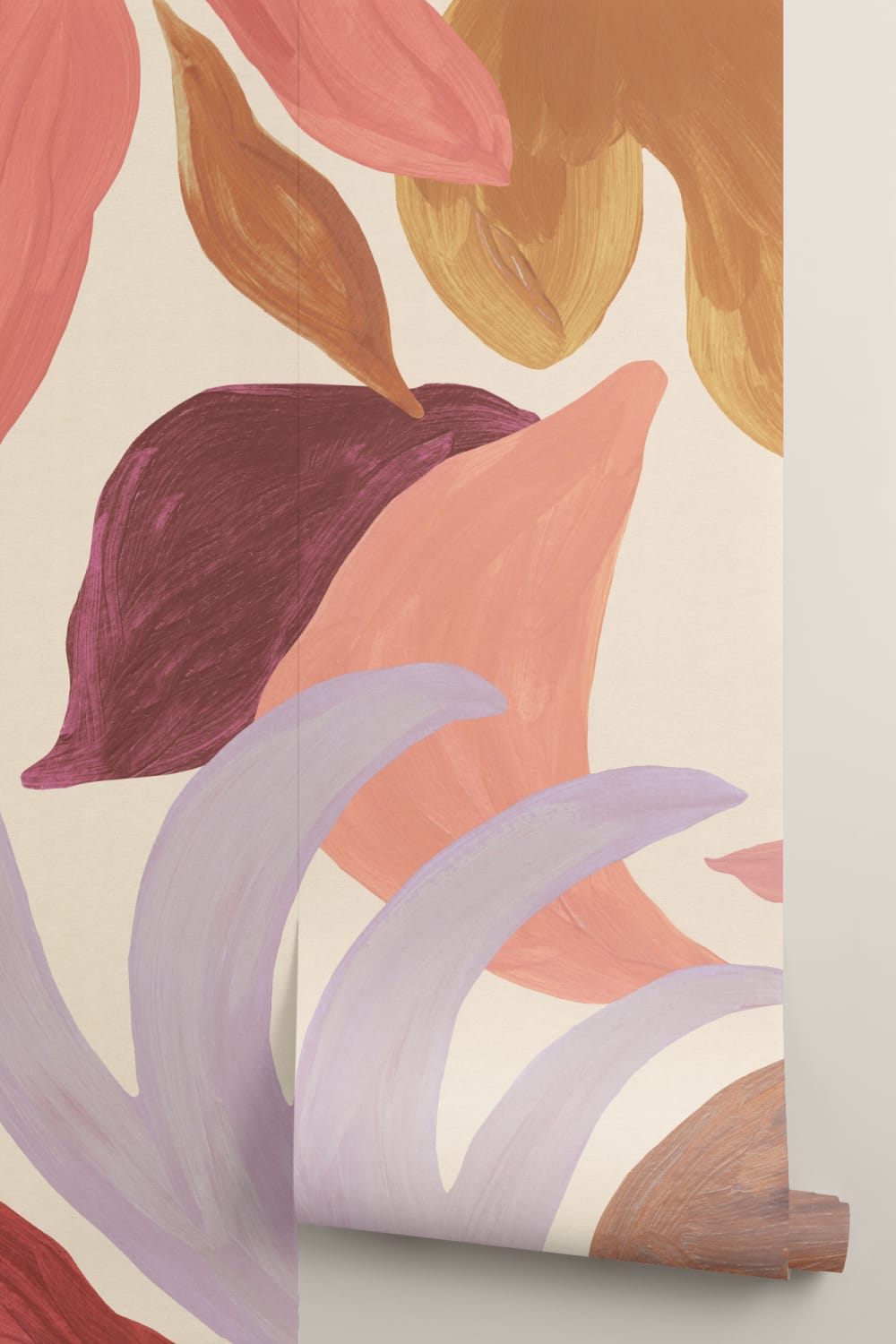 Multicolor Botanical Abstract Leaf Pattern Wall Mural