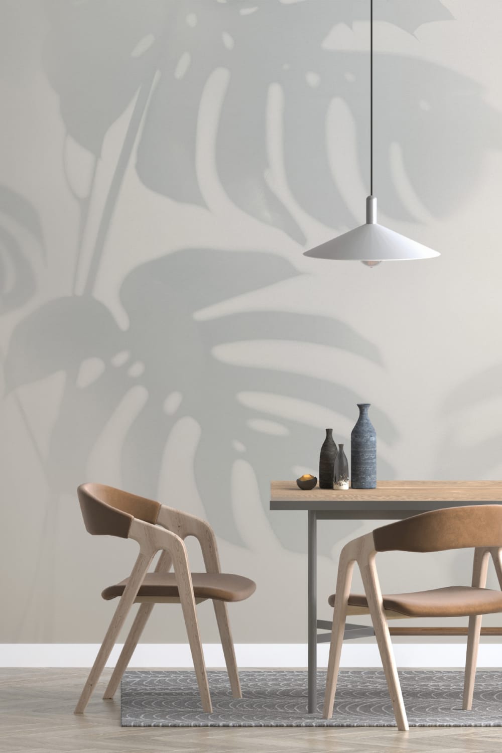 Blå Monstera bladskygge fototapet