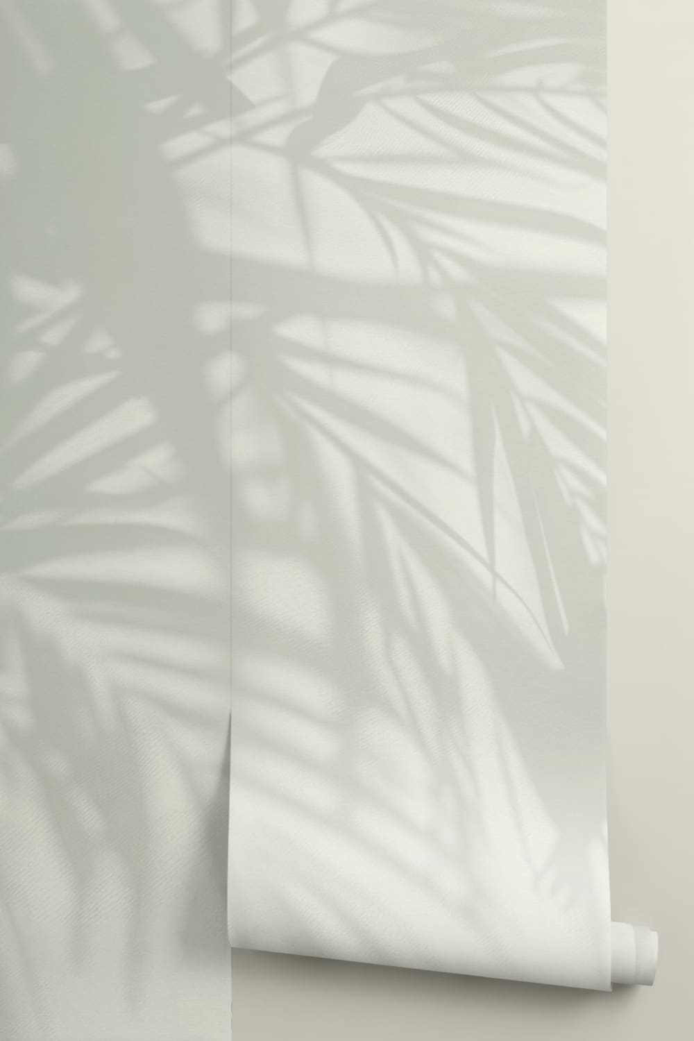 Mural de papel pintado con sombra de hoja de palmera verde claro