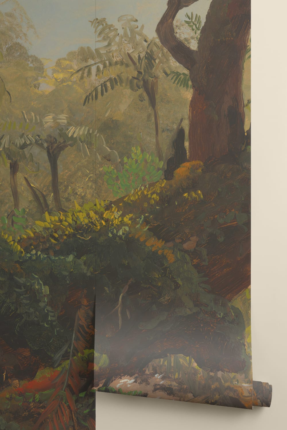 Mossy Tropical Jungle Oil Painting Mural
