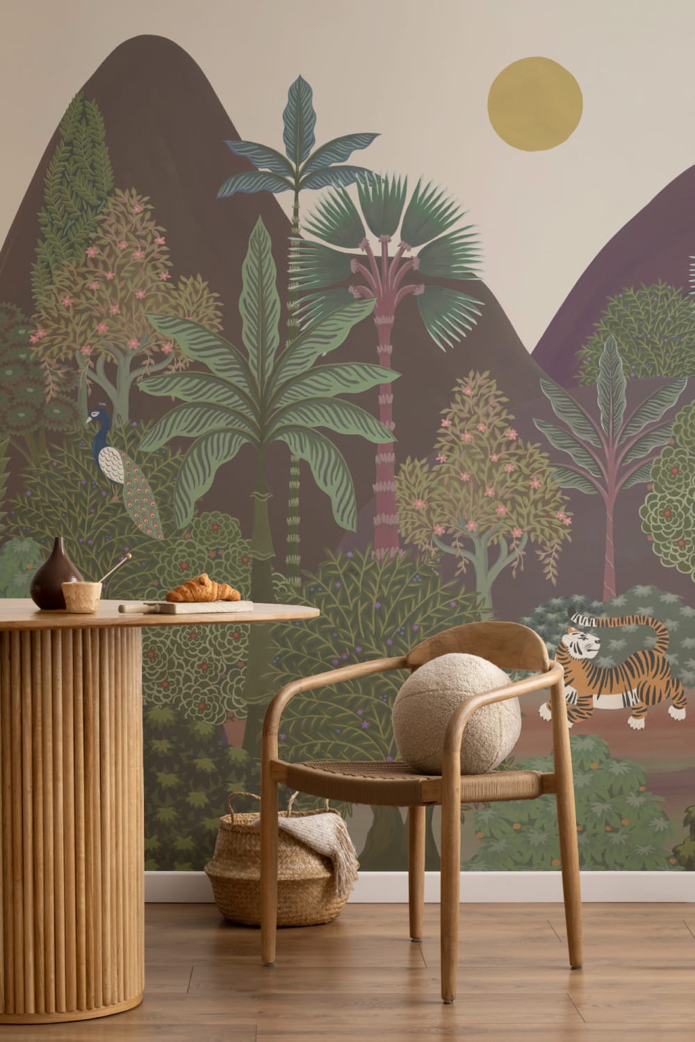 Multicolor Diurnal Jungle Animal Mural