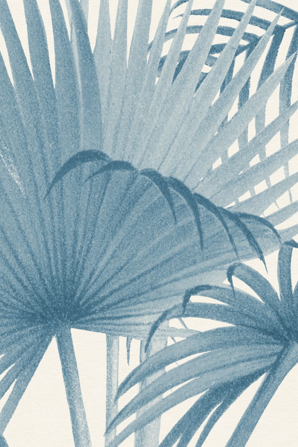 Albastru Palmier tropical de epocă murale