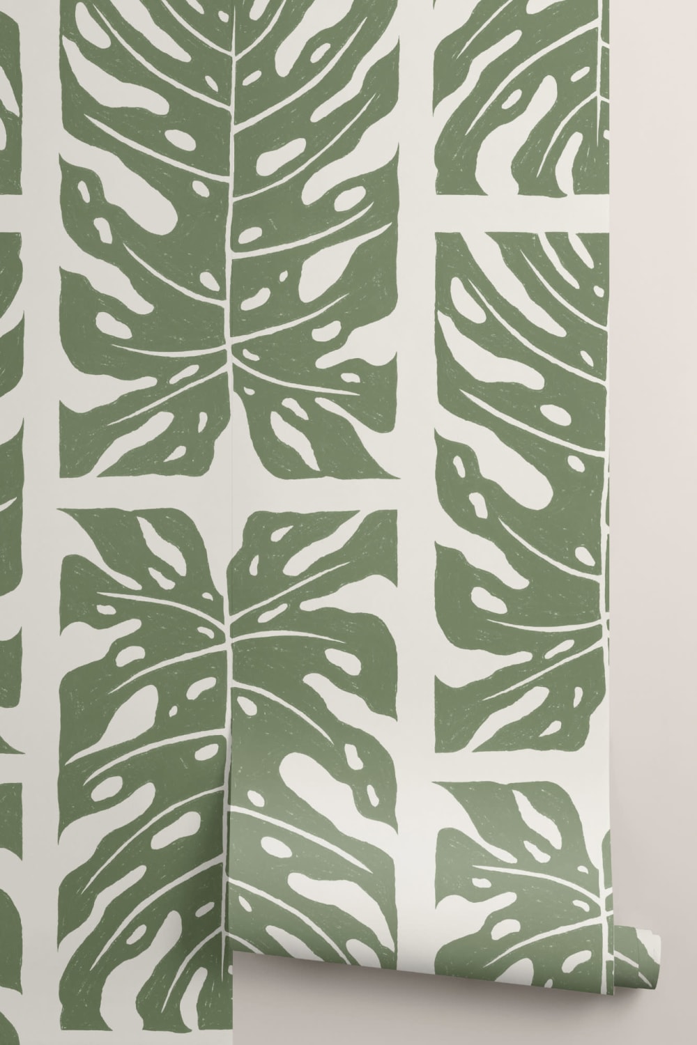 Green Repeat Tiled Monstera Leaf Wallpaper Mural