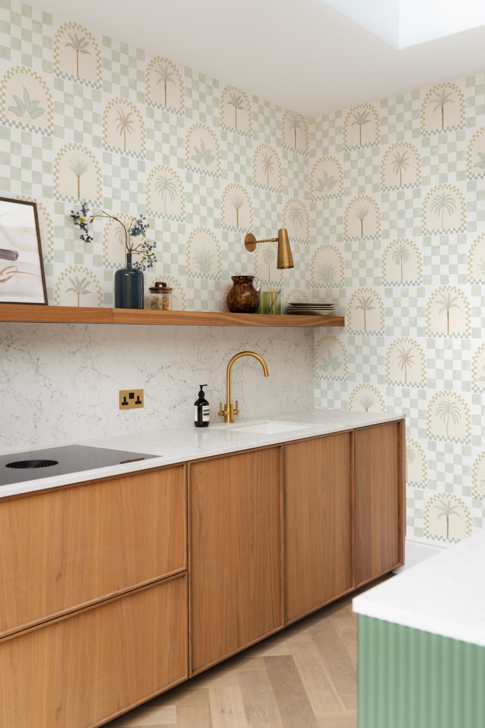 Green Mediterranean Palms Tile & Arch Mural