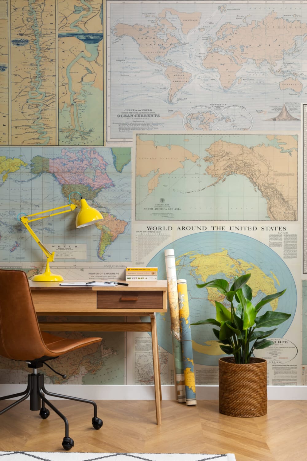 Vintage World Map Colaj Wallpaper Mural