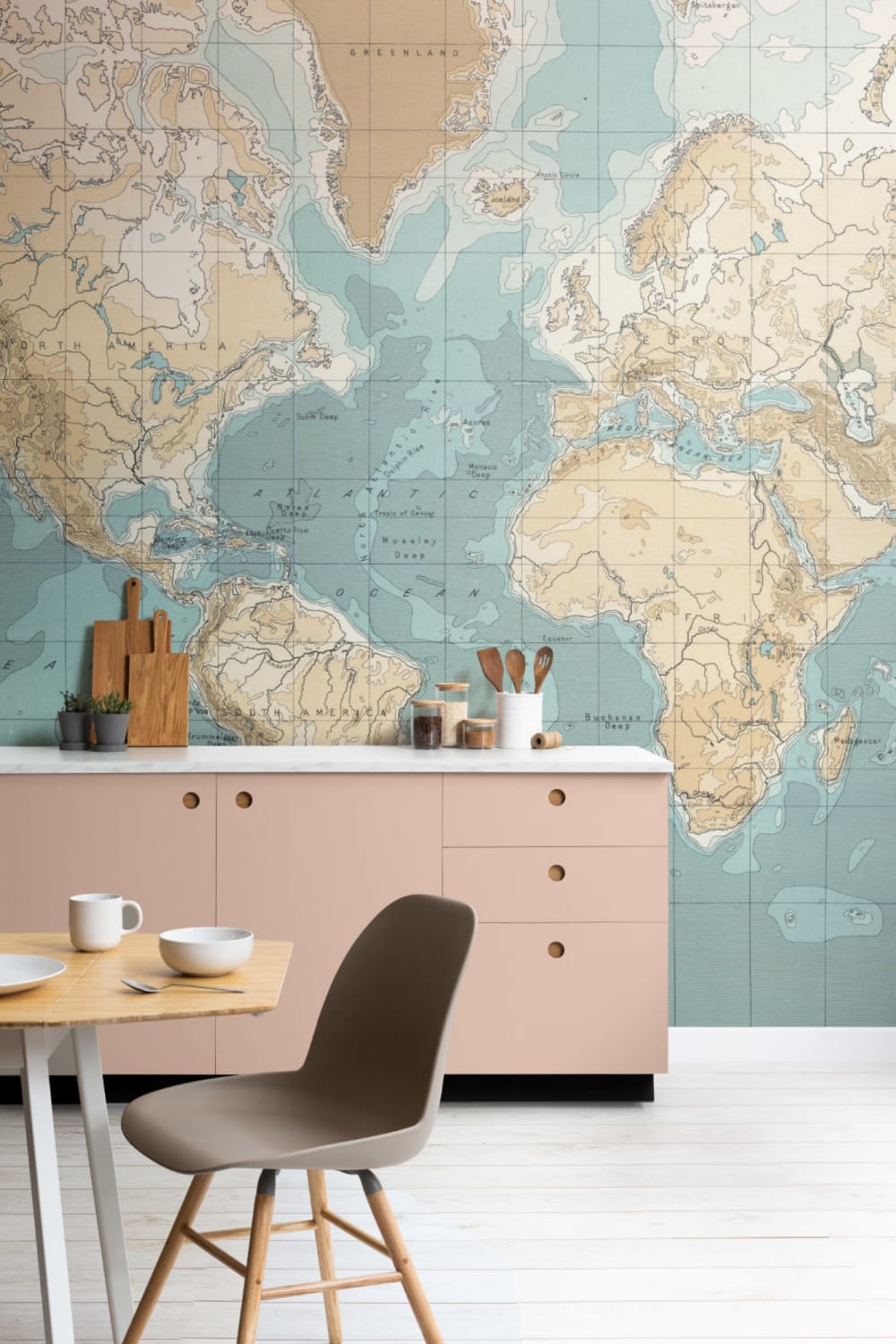 Bathyorographical Vintage Map Wallpaper Mural