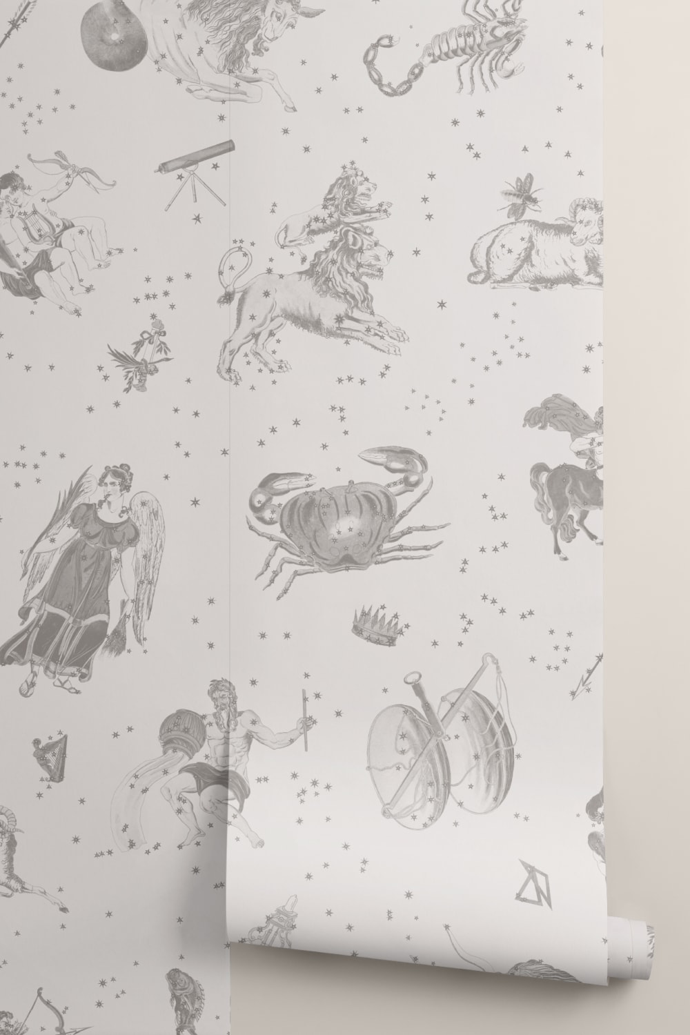 Gray Illustrated Astrological Star Signs Mural