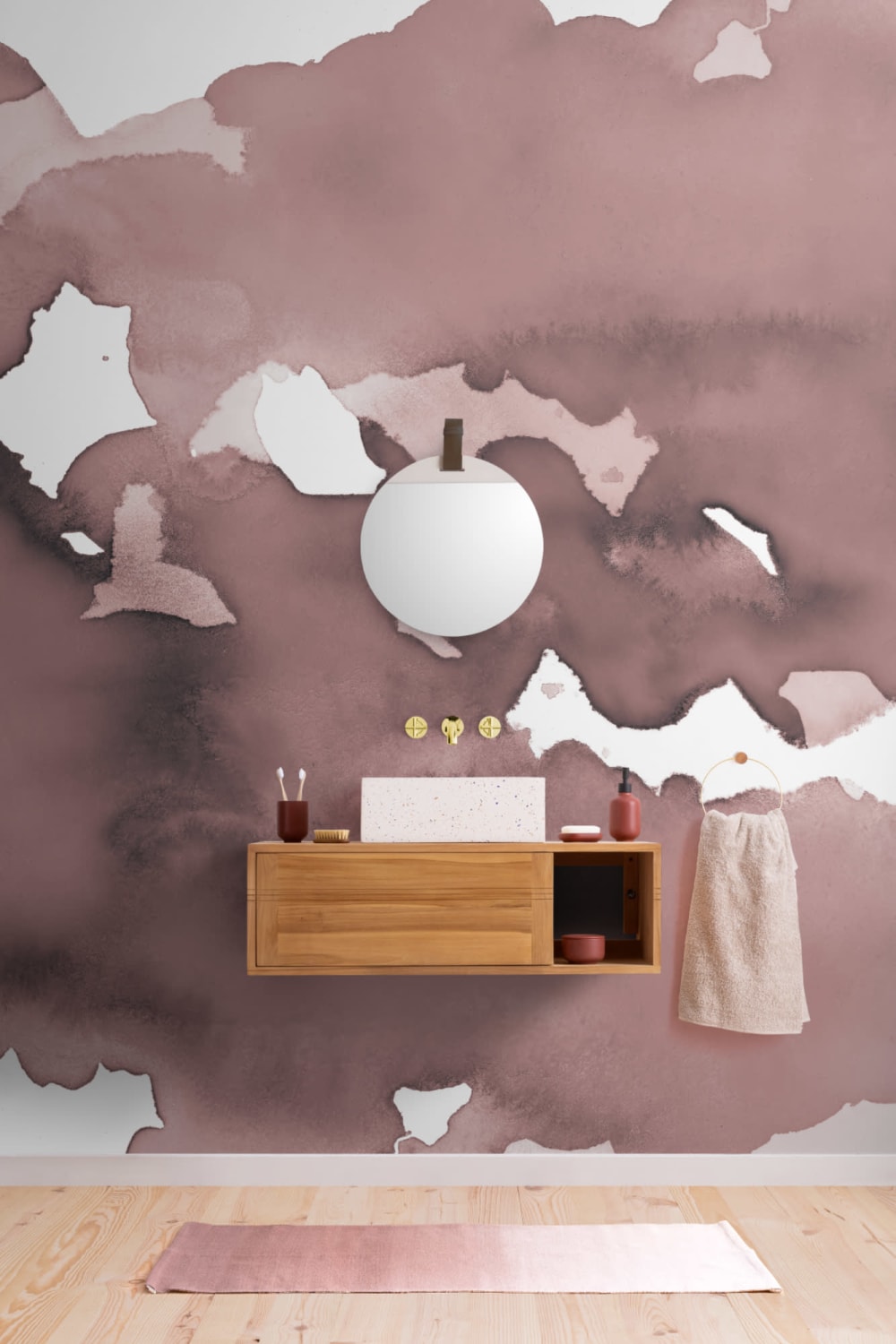 Dusky Pink Abstrakt akvarell fototapet