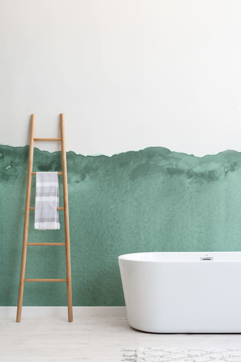 Green Wave Watercolor Wallpaper Mural