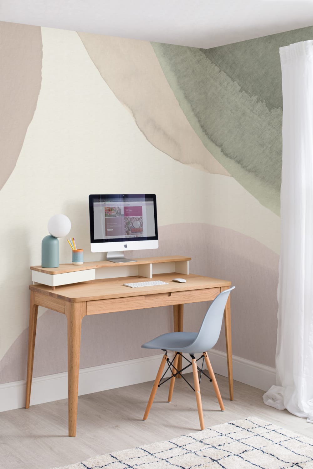 Calming Watercolor Shapes Abstract Wallpaper Mural