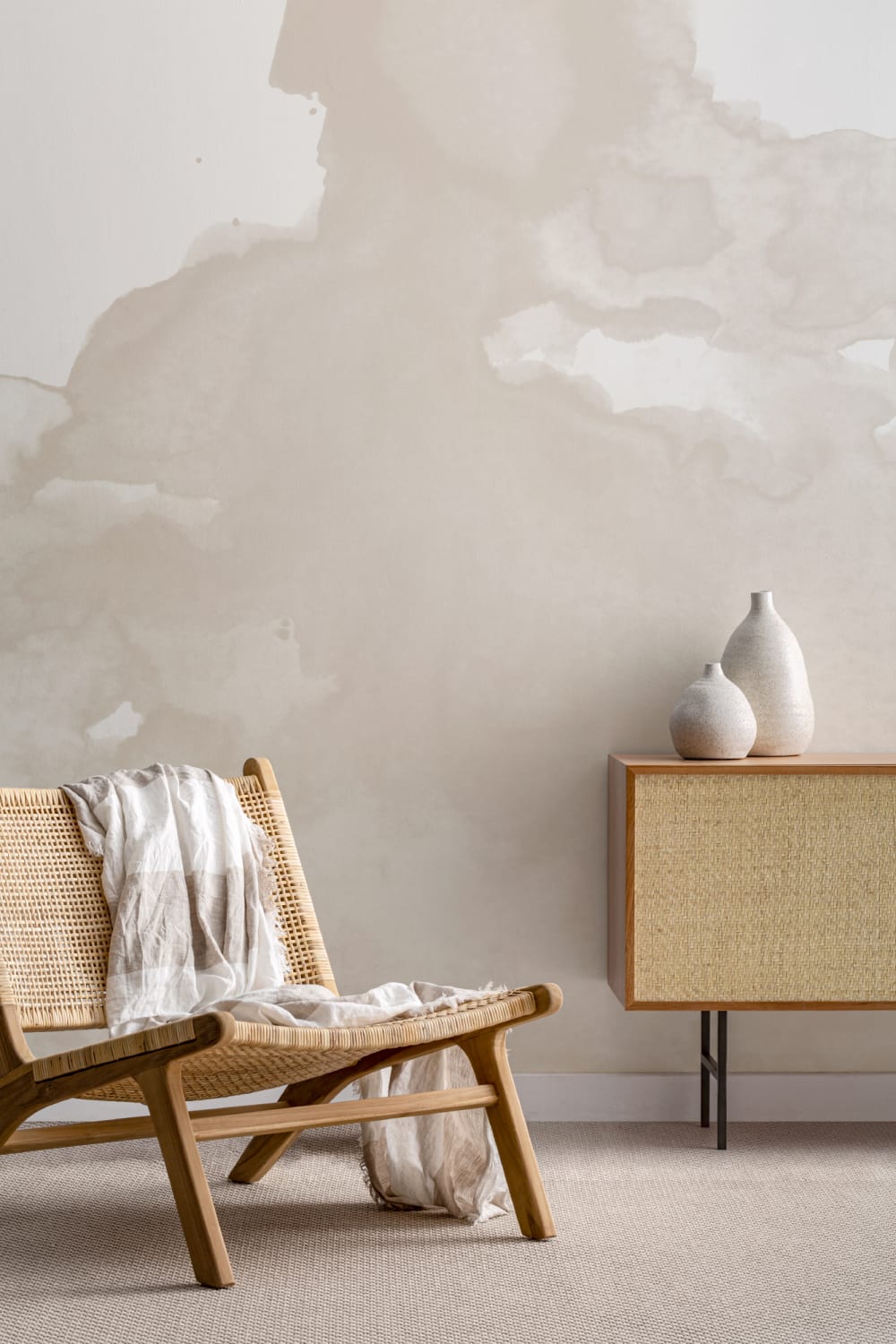 Neutral Abstract Watercolor Wallpaper Mural